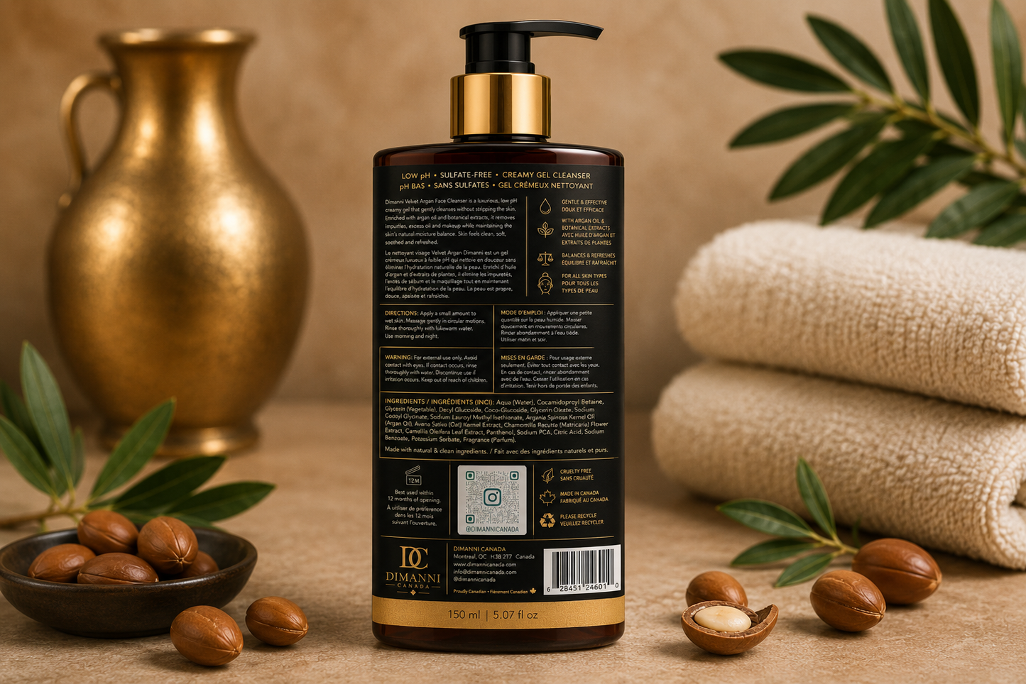 Dimanni Velvet Argan Face Cleanser – 150 mL