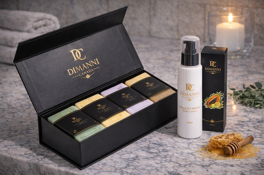 DIMANNI CANADA Daily ritual set  4 Natural Soaps + Papaya & Calamansi Body Lotion