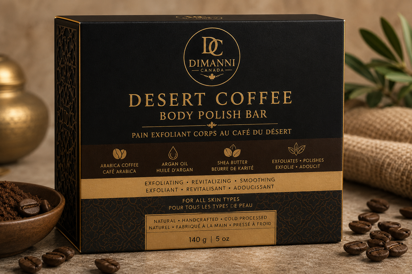 Dimanni Desert Coffee Body Polish Bar  – 140 g