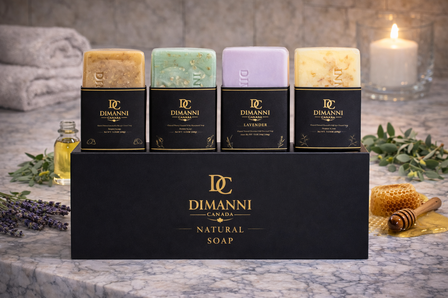 DIMANNI CANADA Daily ritual set  4 Natural Soaps + Papaya & Calamansi Body Lotion